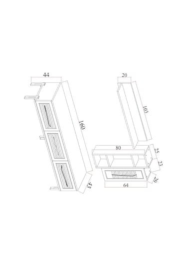 Tocco-platin Modern Kitaplıklı Tv Ünitesi