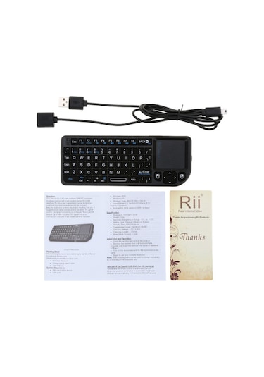 Rii Mini X1 Taşınabilir 2.4g Kablosuz Klavye Dokunmatik Yüzey Pc Dizüstü Bilgisayar Akıllı Tv Siyah