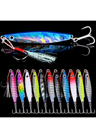 Maiyame 12 Adet 30g 7.5cm Metal Balık Şekilli Luya Sahte Yem: Renkli Çelik Plaka Sualtı Av Aletleri