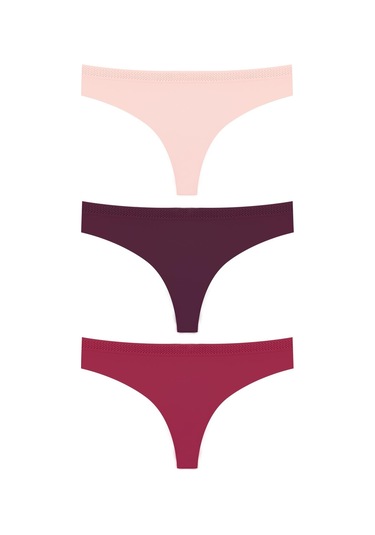 Basic File Lastlikli Lazer Kesim Brezilya Külot 3'lü Paket Çok Renkli 2