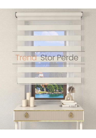 Beyaz Etek Dilimsiz Zebra Stor Güneşlik Perde Beyaz