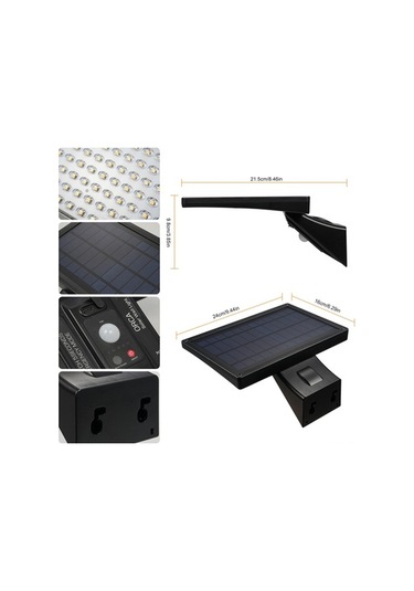 Besthome1 Güneş Enerjili Duvar Lambası, Pır Sensörlü, 104 Led, 4 Mod, 5200mah Pil, Ip65 Su Geçirmez, Type-c Şarj, Kumanda Kont Siyah