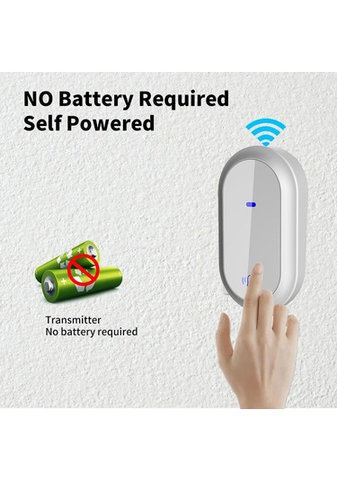 Kendiliğinden Üretilen Kablosuz Kapı Zili Dış Mekan Su Geçirmez Ev Akıllı Uzun Mesafe Elektronik Müzik Kapı Zili Kablosuz Çağrı Cihazı Birden İki Beyaz Ab Beyaz