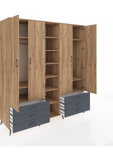 Kronos Dolap 13 Raflı 6 Çekmeceli 2 Askılı 220x59x243 Çam-çam/antrasit Atlas Çam/antrasıt Kronos Dolap 13 Raflı 6 Çekmeceli 2 Askılı 220x59x243 Çam-çam/antrasit Atlas Çam/antrasıt