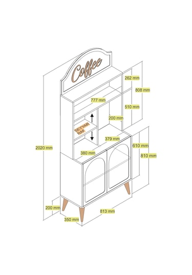 Lyon Kahve Köşesi 80cm - Krem / Ceviz