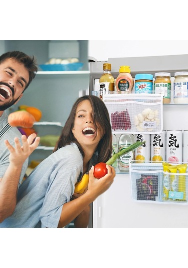 Kangvka Buzdolabı Kapısı Organizer Seti - 2 Adet Pp Ağızlı Çantalar - Gıda Depolama Ve Mutfak Düzenliği İçin Dayanıklı Tasarım Çok Renkli