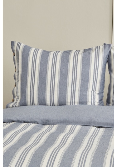 Karacahome Sarah Anderson Rosery İpliği Boyalı Çift Kişilik Nevresim Takımı Mavi