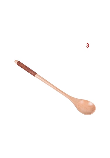 3 Tahta Kaşık Uzun Saplı Kaşık Çocuk Kaşığı Tahta Pirinç Çorbası Tatlı Kaşığı