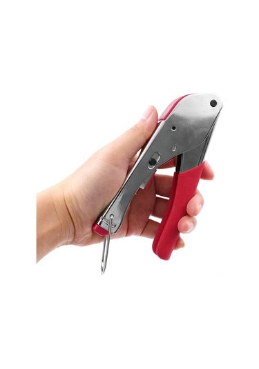 Youtek Rg59 Rg6 Eksenel Kablo F Bağlantı Presi - Çelik+abs Malzemeyle Kablo Montaj Aracı Plastik Poşetli Kırmızı