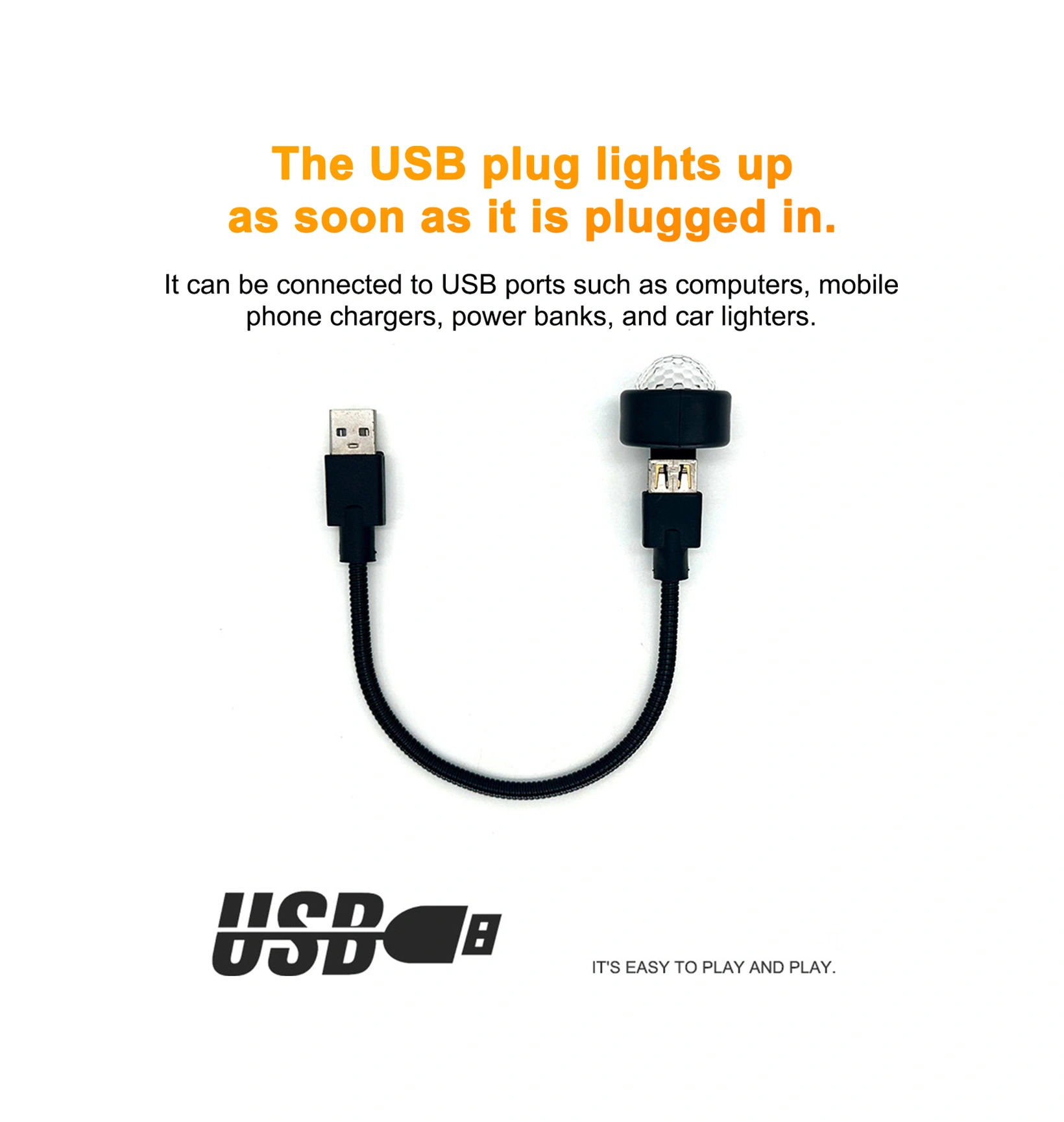 Kangvka Araç Ve Ev İçin Rgb Renkli Led Işık Projeksiyonu - D1 Esnek Hortumlu Döngüsel Renk Değiştirme Fonksiyonu Siyah