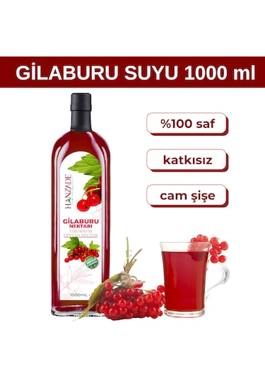 Hanzade Bitkisel Gilaburu Suyu Nektarı Şeker İlavesiz Cam 1 L