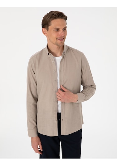 Pierre Cardin Erkek Vizon Gömlek Desenli 50307025-vr052 Vizon