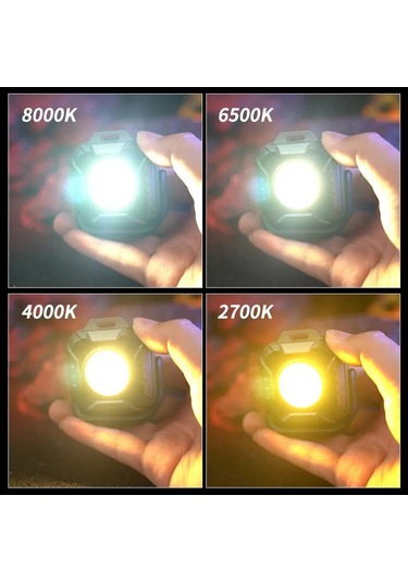 Cob Cep Lambası Anahtarlık El Feneri Usb Şarj Edilebilir 6 Mod Süper Parlak Mini Taşınabilir Mıknatıslı Çalışma Işığı Açık Hava Kampı Kırmızı Beyaz Işık-6 Mod