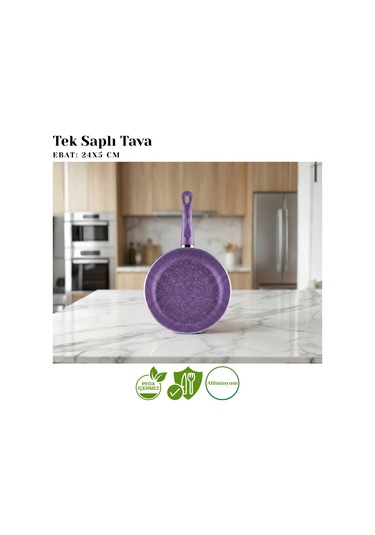 24 Cm Granit Tek Saplı Tava - Violet Violet