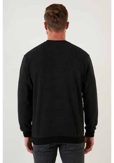 Buratti Slim Fit Bisiklet Yaka Pamuklu Erkek Kazak 456201 Antrasit