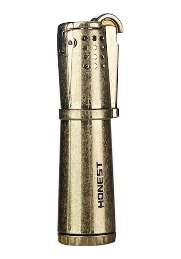 Honest Vintage Çakmak Benzinli Muhtar Çakmağı Sarı Bronz