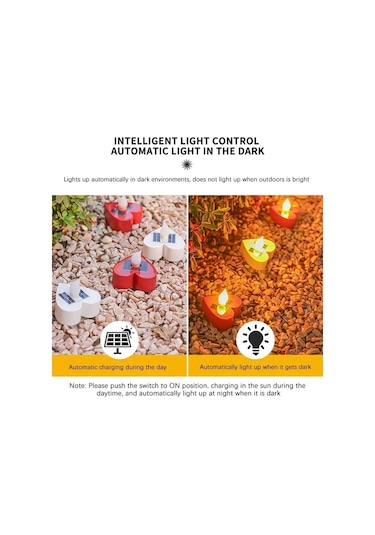 Cbtx Bahçe Aydınlatma Güneş Enerjili Mum Işığı Açık Avlu Villa Bahçe Su Geçirmez Dekorasyon Işığı, Özellik: Kalp Modeli Kırmızı Kabuk