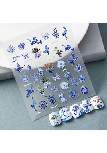 1 Adet Siyah Beyaz Yay Kelebek 5d Tırnak Çıkartmalar Nail Art Dekorasyon Kabartma Disney Karikatür Çiçek Nail Art Çıkartmalar Tırnak Malzemeleri Derin Mavi