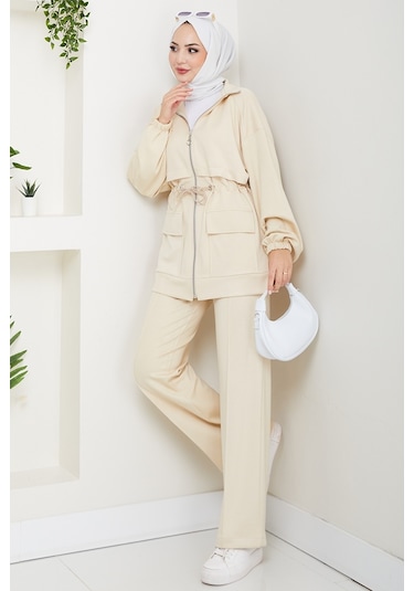 Kapak Cepli Oysho İkili Takım 1652 - Bej Bej