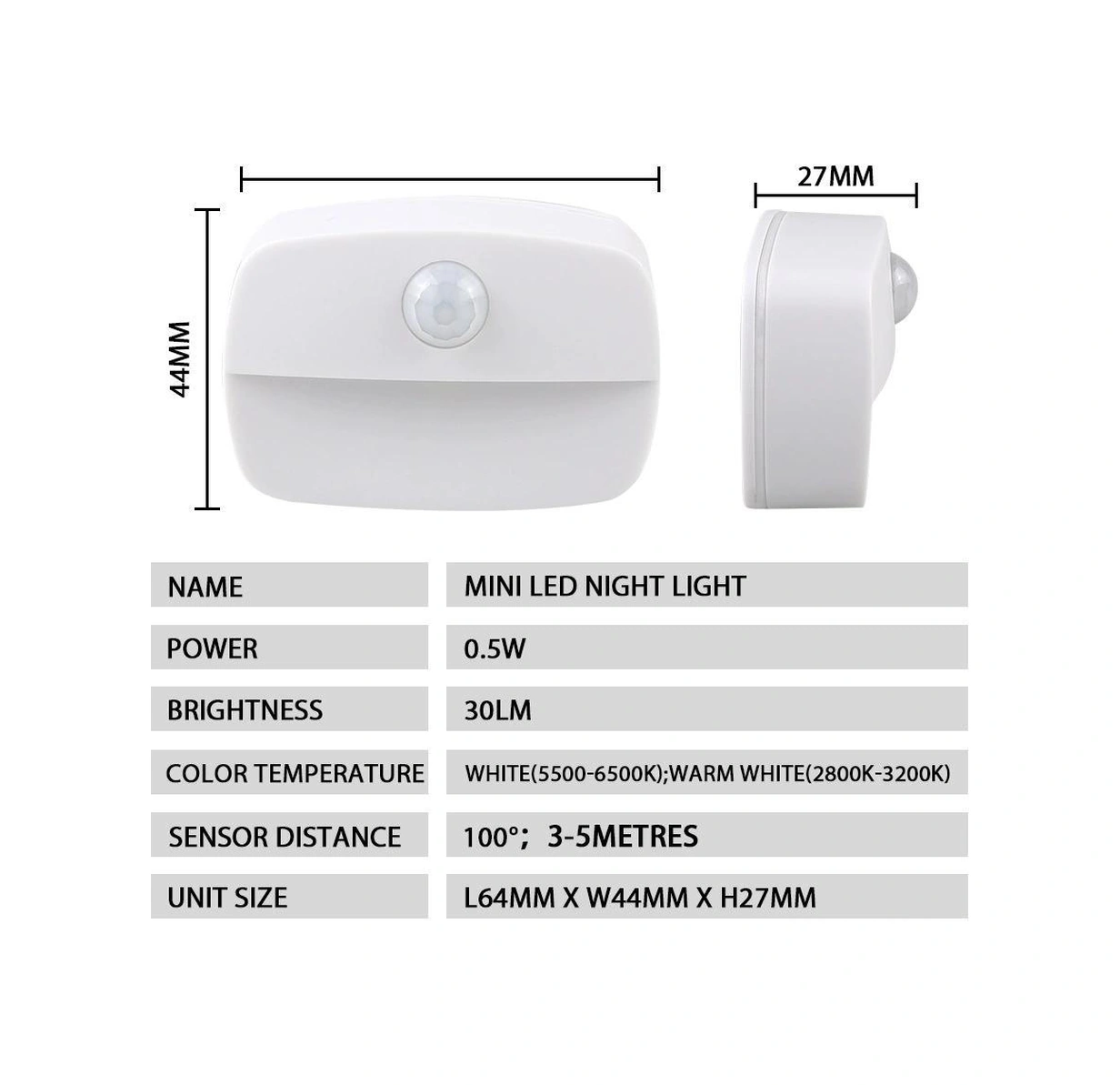 Youtek Led Pır Vücut Algılama Akıllı Gece Lambası - Merdiven, Dolap, Çekmece İçin Isı Beyazı 4 Adet - Pil Dahil Değil Beyaz