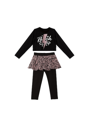 Denokids Mshb&g Rock Life Kız Çocuk T-shirt Tayt Takım Çok Renkli