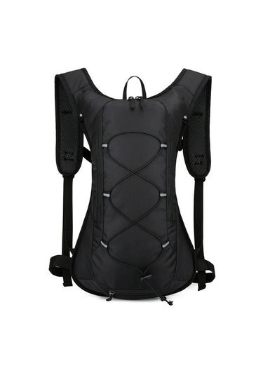 Siyah Su Geçirmez Nefes Alabilir Yürüyüş Sırt Çantası Bisiklet Sırt Çantası Yansıtıcı Şeritli Unisex