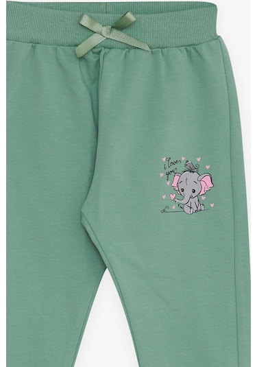 Breeze Kız Bebek Eşofman Altı Bebek Fil Baskılı 6 Ay-2 Yaş, Mint Yeşili