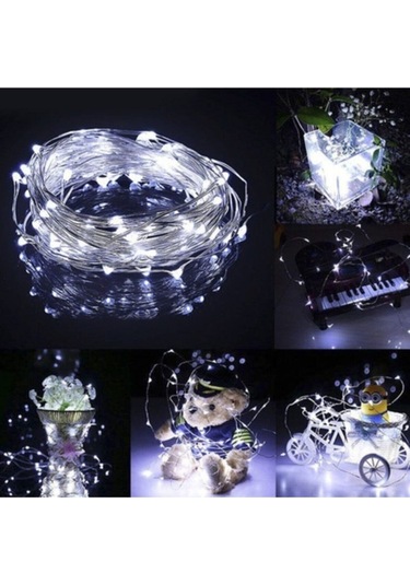 Peri Led 10 Metre Pilli Beyaz Renk Dekoratif Aydınlatma Beyaz