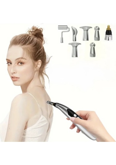 Akupunktur Güzellik Kalemi Elektrikli 7 Başlıklı Cilt Cihazı İğnesiz