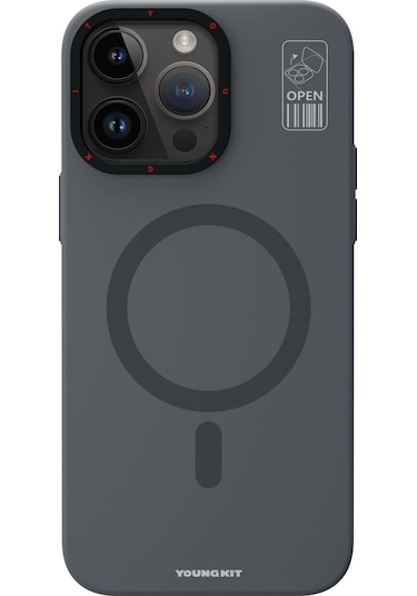 İphone 15 Pro Max Uyumlu Kılıf Magsafe Şarj Özellikli Standlı Youngkit Hermit Bracket Kapak Mavi