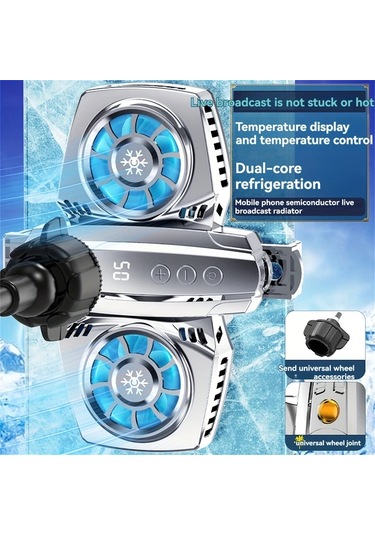 Xuweiwei K4 Gümüş Çift Çekirdekli Soğutucu  Telefonlar İçin Dijital Ekranlı Sıcaklık Kontrollü Yarıiletken Soğutucu