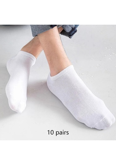 Suntek 10 Çift Ayak Bileği Çorap Erkekler/kadınlar Beyaz Beyaz