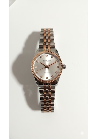 Ferrucci Kadın Kol Saati Gümüş Renk, Gümüş Kadran - Fc03598m.06, 2 Yıl Garantili Altın - Gümüş