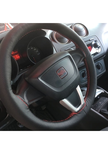 Deri Sarmalı Dikişli Kokusuz Oto Direksiyon Kılıfı