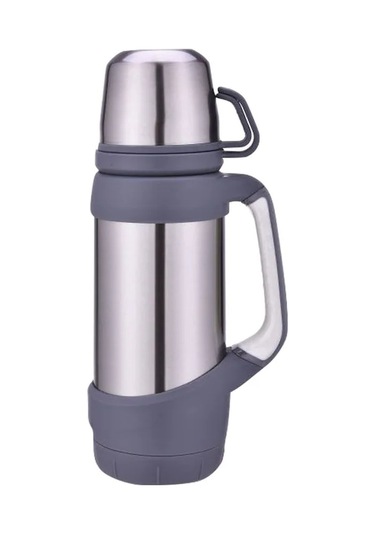 Ranyeek 1200ml 304 Paslanmaz Çelik Vakum Termos, 12 Saat Isı/soğuk Saklama, Çift Kapaklı, Dışarıda Kullanım İçin El Tutuculu, Çay/tablet Kutulu, Dayanıklı Tabana Sahip Gümüş Gümüş