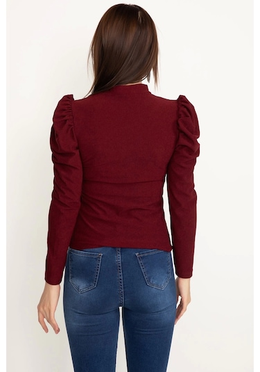 Prenses Kol Bluz Bordo W3125 Bordo