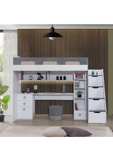 Ranza, Troya Ranza Masa Kitaplık Antrasit- Beyaz 90x200