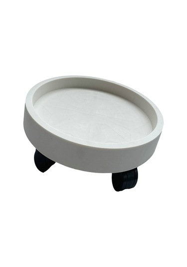 Tenfowee Plastik Dairesel Süs Bitki Tepsisi, 30mm Cam Gövde Tekerlekli, Su Toplama Kutusuyla, Balkon İçin Taşınabilir Taban