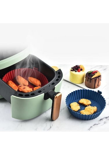 Gri Hava Fritözleri Fırın Pişirme Tepsisi Kızarmış Tavuk Sepeti Mat Airfryer Silikon Bakeware Gri