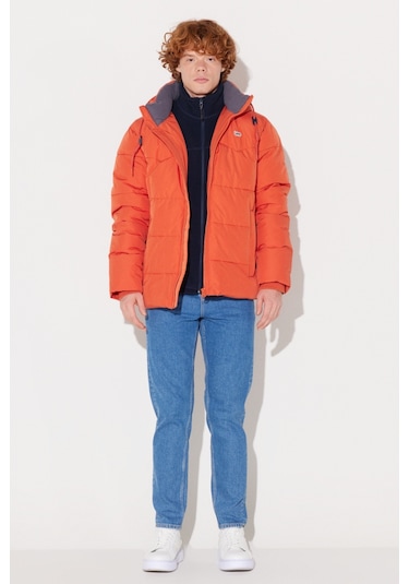 Lee Regular Fit Normal Kesim Kapüşonlu Turuncu Şişme Mont L88Bny700 Turuncu