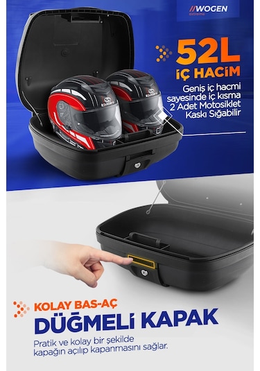 Wogen Wg52 Arka Çanta 52 L Basic Siyah + Karbon Dizlik