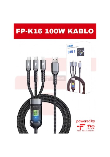 Fioplus Fp-k16 Ampermetreli 3in1 Hasır Kablo 1M