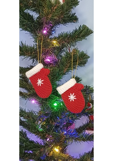 Yılbaşı Ağacı Süsü Eldiven 2 Adet - El Örgüsü - Amigurumi 0