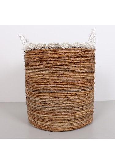 Trabzon 37x40x48 Cm. Doğal Abaka El Yapımı Sepet L - Bej