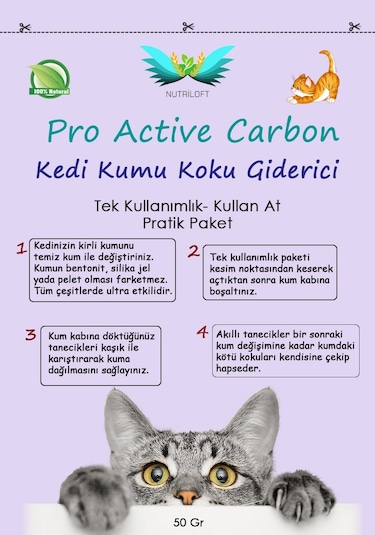 Pro Active Carbon 3 Ay Kullanımlık Kedi Kumu Koku Giderici 500 G