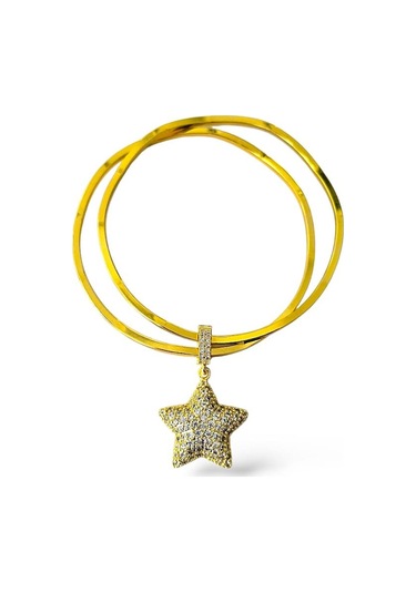 Bombe Yıldız Charm Çelik Ajda Bilezik Altın - Gümüş