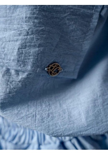 Kız Çocuk Yarım Kollu Gömlek Poplin Şortlu Takım-15809 Mavi