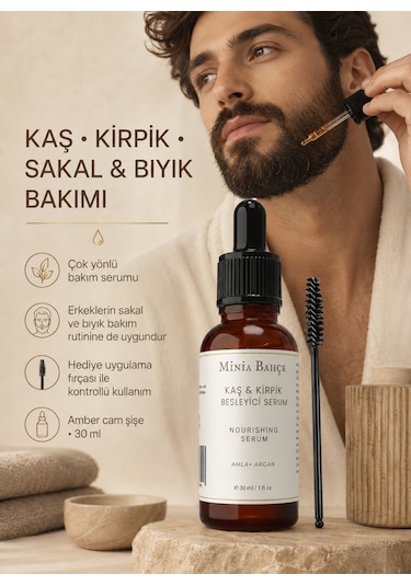 Minia Bahçe Kaş Ve Kirpik Bakım Serumu 30 Ml Fırça Hediyeli Bitkisel Yağ Bakımı