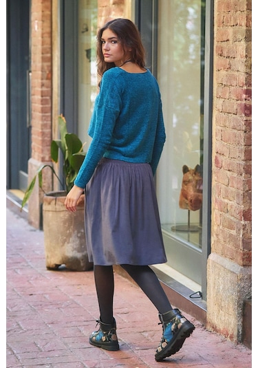 Antrasit Kloş Suet Midi Etek Antrasit