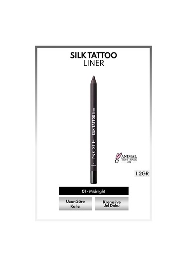 Note Cosmetique Silk Tattoo Liner Suya Dayanıklı İpeksi Jel Göz Kalemi 01 Midnight